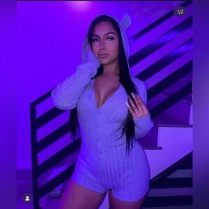 fashion nova Cozy Knit Hooded Romper